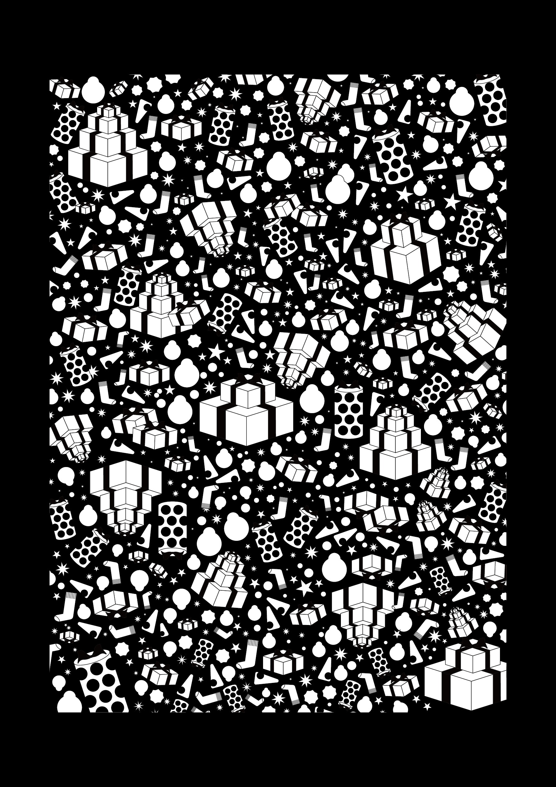 クリスマスのイラスト・モノクロ